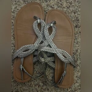 Merona Silver and Brown Braided Sandals